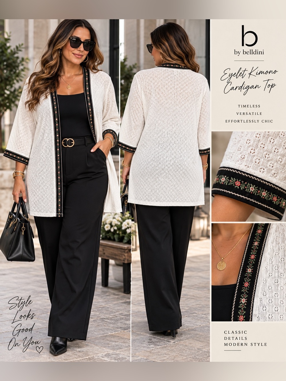 B BY BELLDINI Eyelet Embroidered Open Front Cardigan EUC